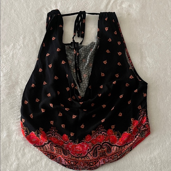 Free People Black and Red Patterned Blouse - Picture 4 of 5